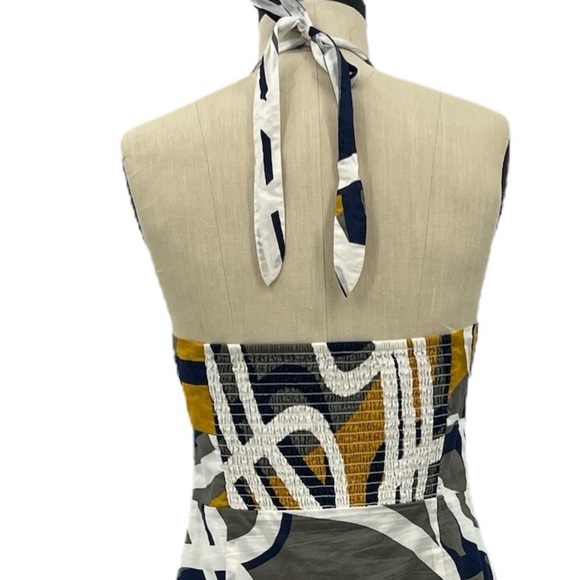 Anthropologie "Soft Geometry Halter Dress" by Maeve, Multicolor, Maxi SZ 8 - Picture 6 of 13